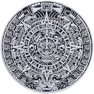 Aztec Calendar - Embroidered Iron on Patches with Archaeological Design | Maya Aztec Calendar Sun Stone Artwork Sew-on/Iron-on Applique Patches for Backpacks, Jean, Jackets, Shirts 3.54X3.54 in