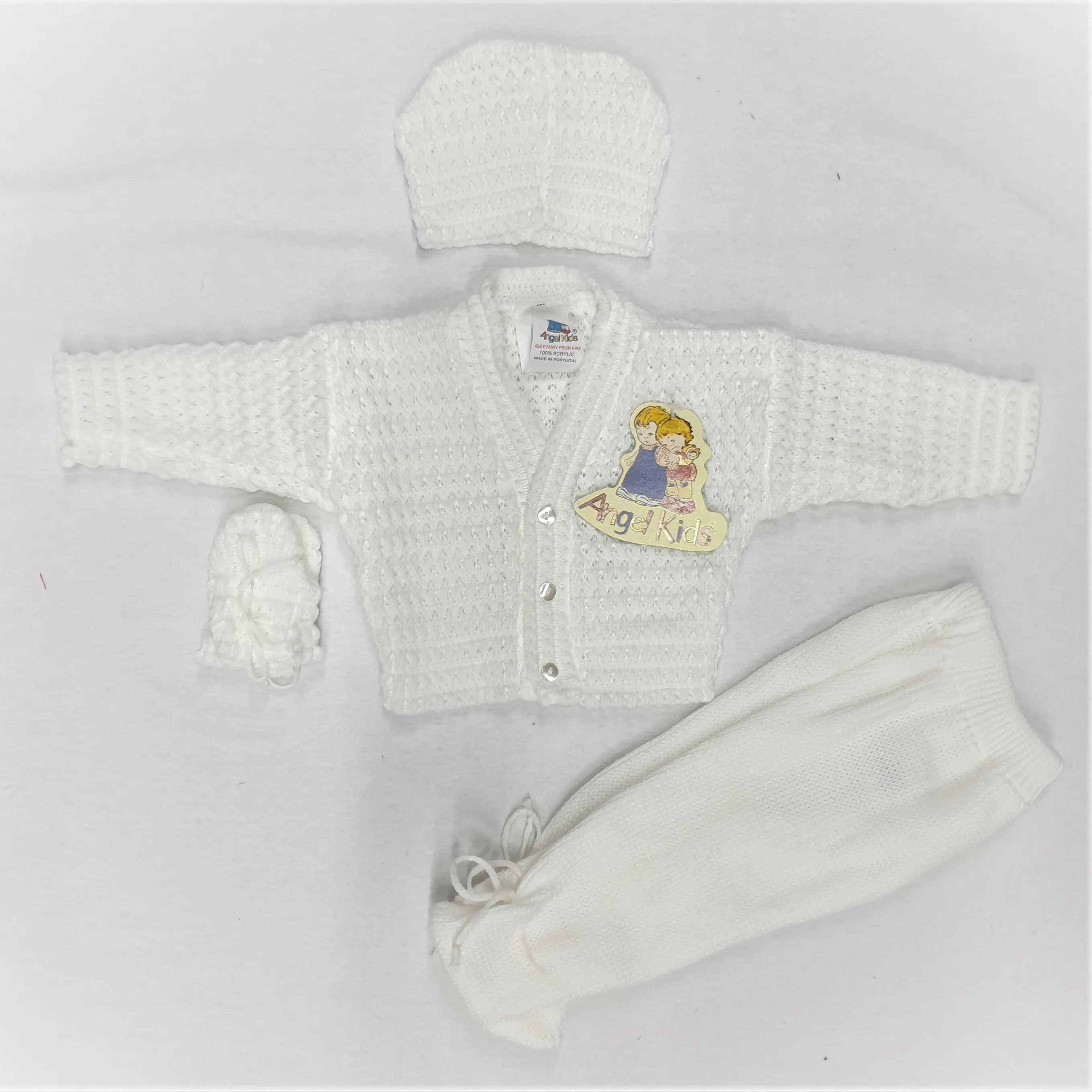 Baby Boxed 4 pcs Knitted Set - White ( 0-6 Months) 1037-W