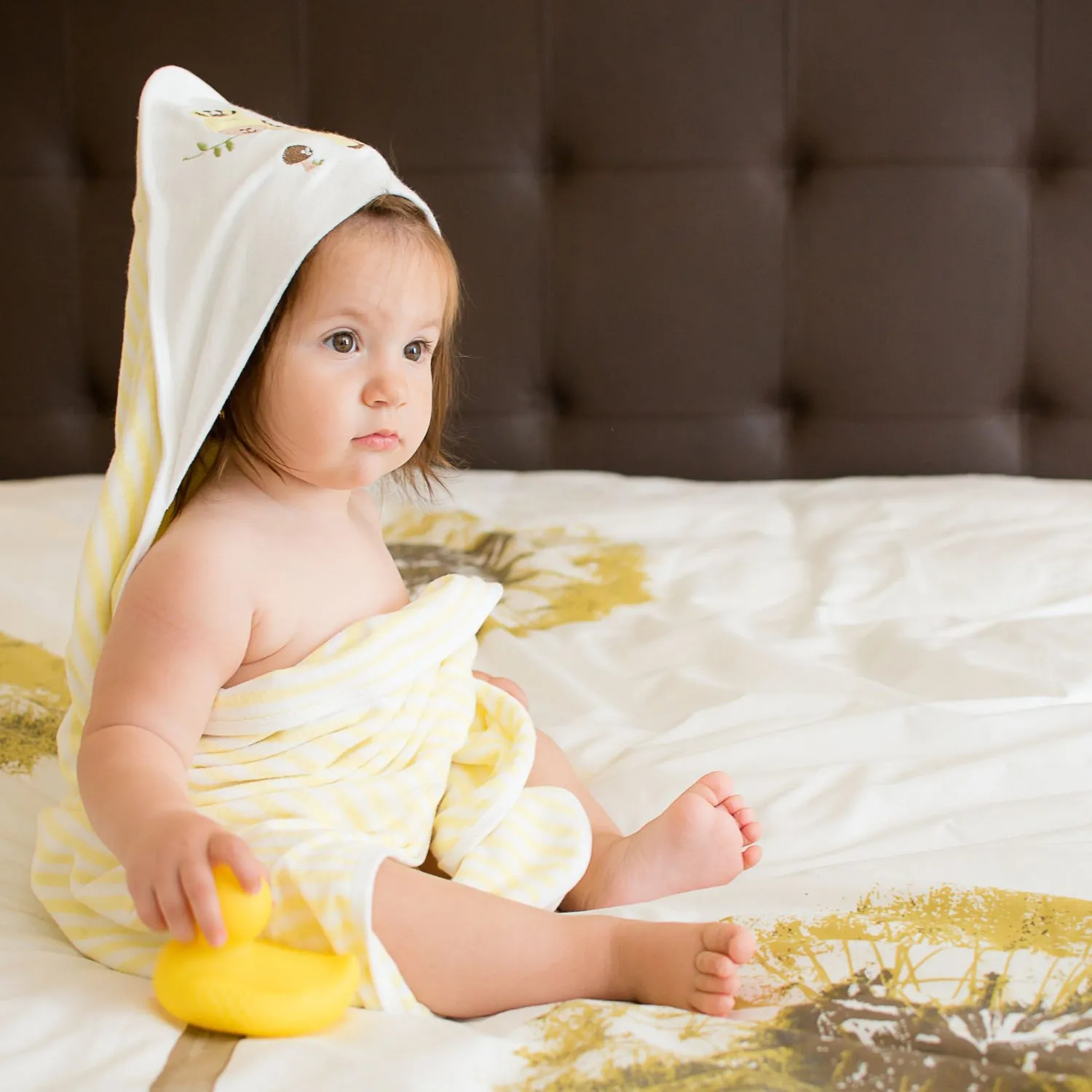 Baby Hooded Towel - Dual Layered - Lemon Yellow Solid