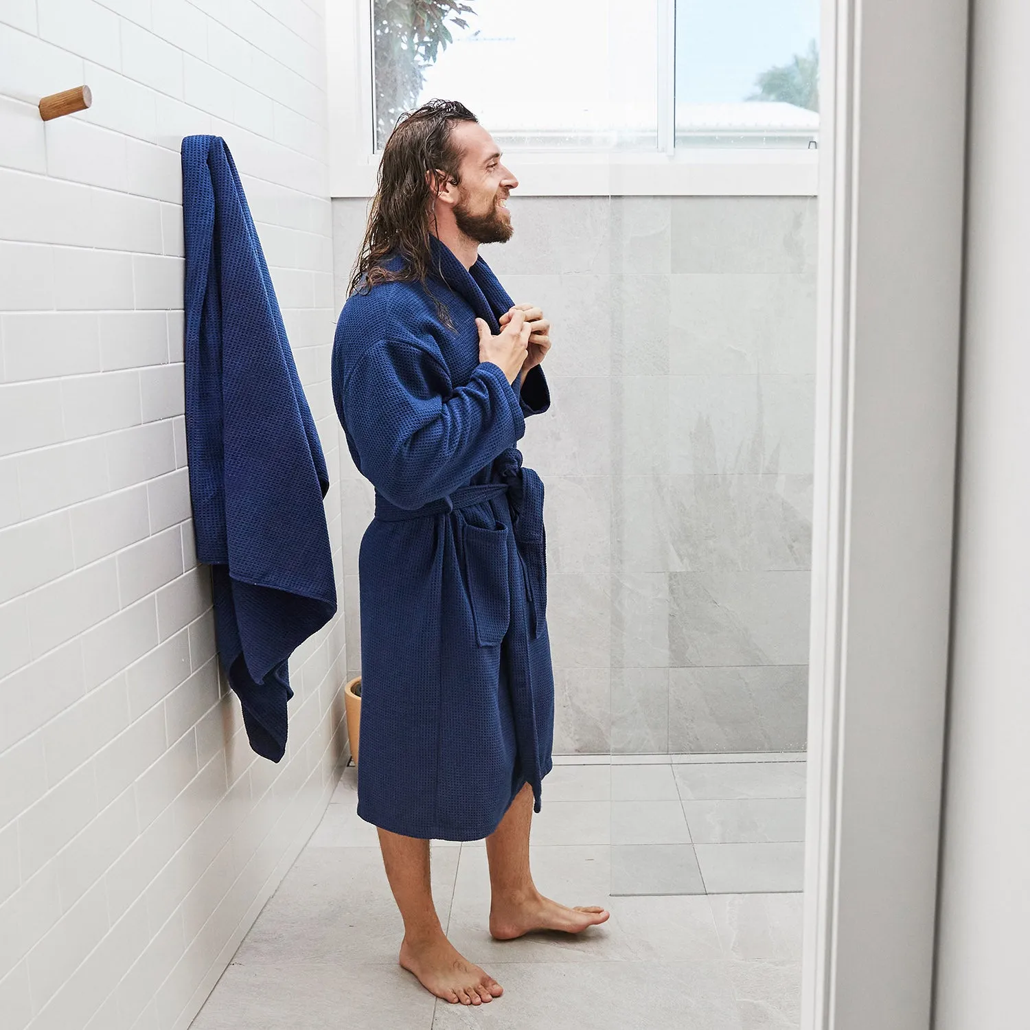 Bath Robe - Nautical Navy
