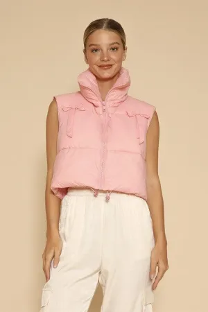 Bow Cropped Puffer Vest