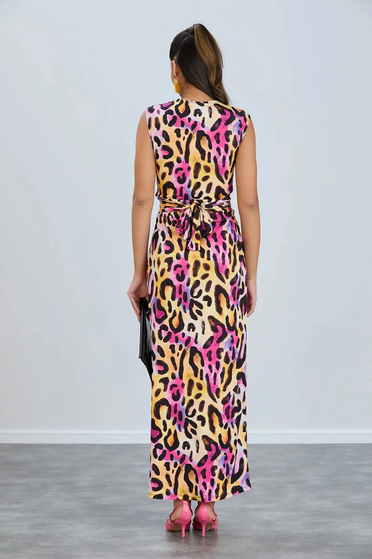 Christie Animal Print Maxi Dress Pink