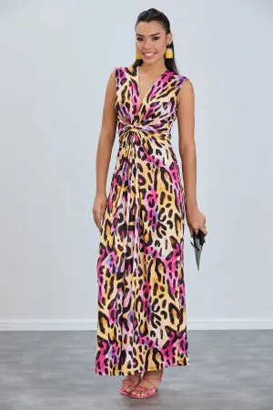 Christie Animal Print Maxi Dress Pink
