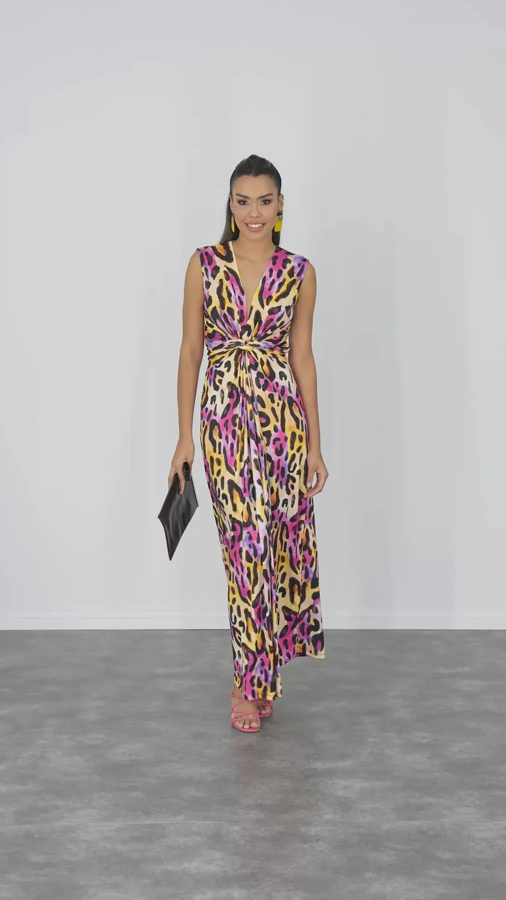 Christie Animal Print Maxi Dress Pink