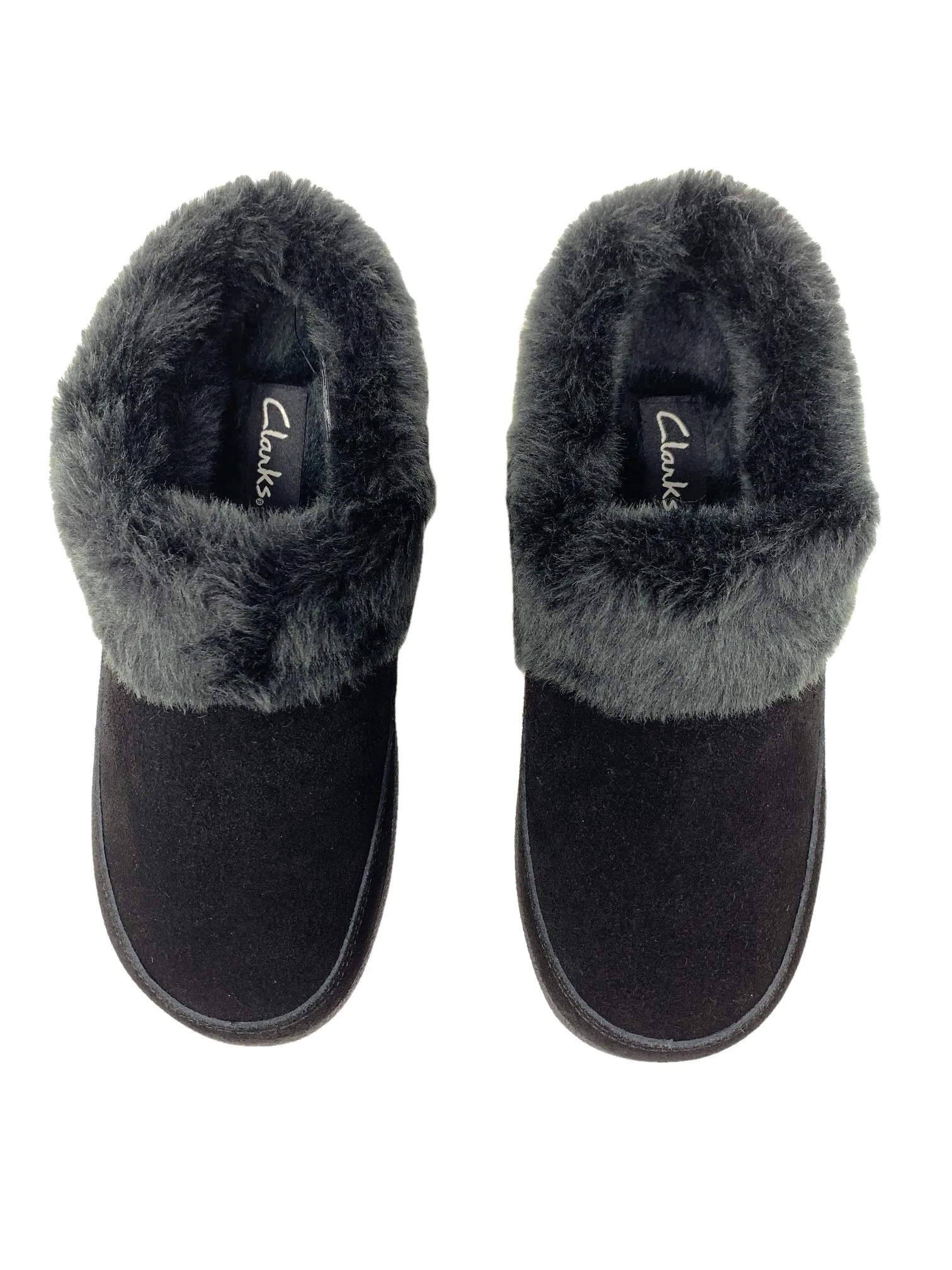 Clarks Womens Fur Lined Clog Slippers Warm Cozy Indoor Outdoor Plush Slippers