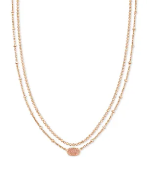 Emilie Multi Strand Necklace Rose Gold - Sand Drusy
