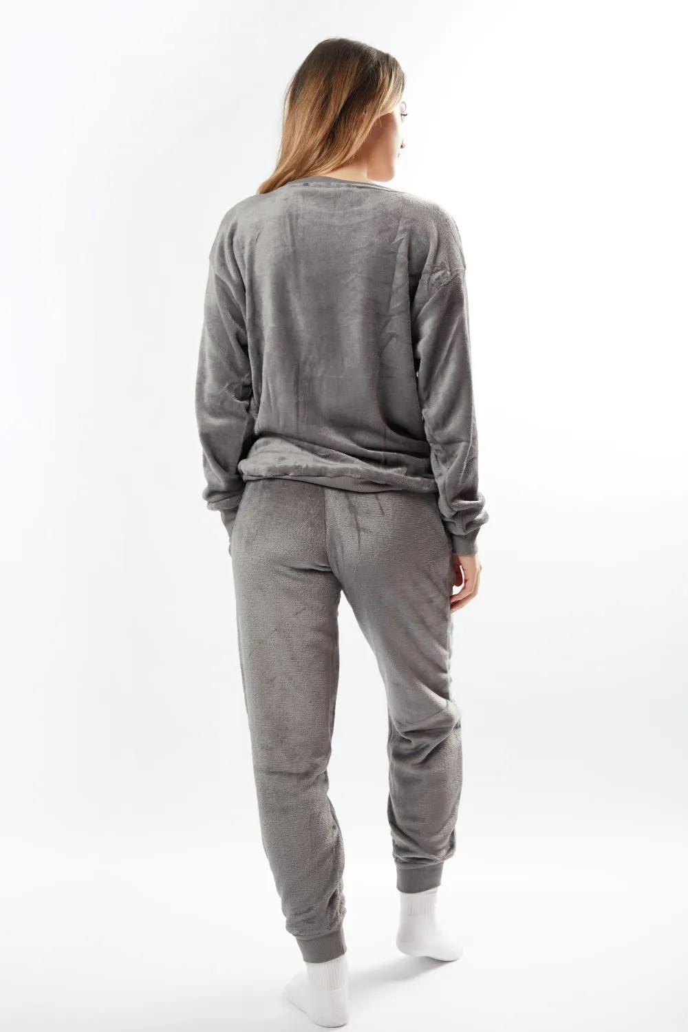 Fluffy Robe & Fluffy PJ Set Bundle - Charcoal Grey
