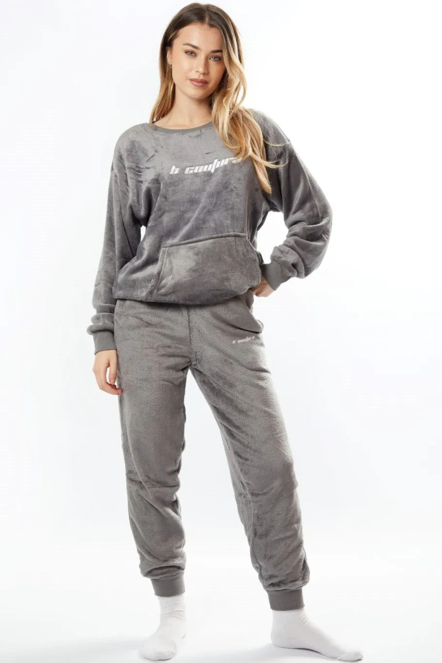 Fluffy Robe & Fluffy PJ Set Bundle - Charcoal Grey