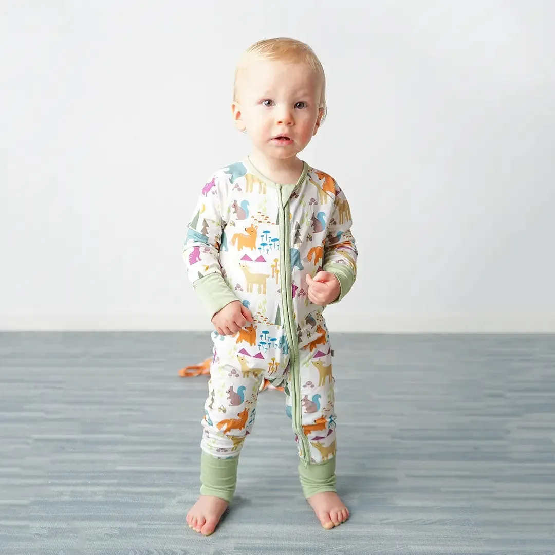 Forest Animals Bamboo Convertible Romper Sleeper Pajamas