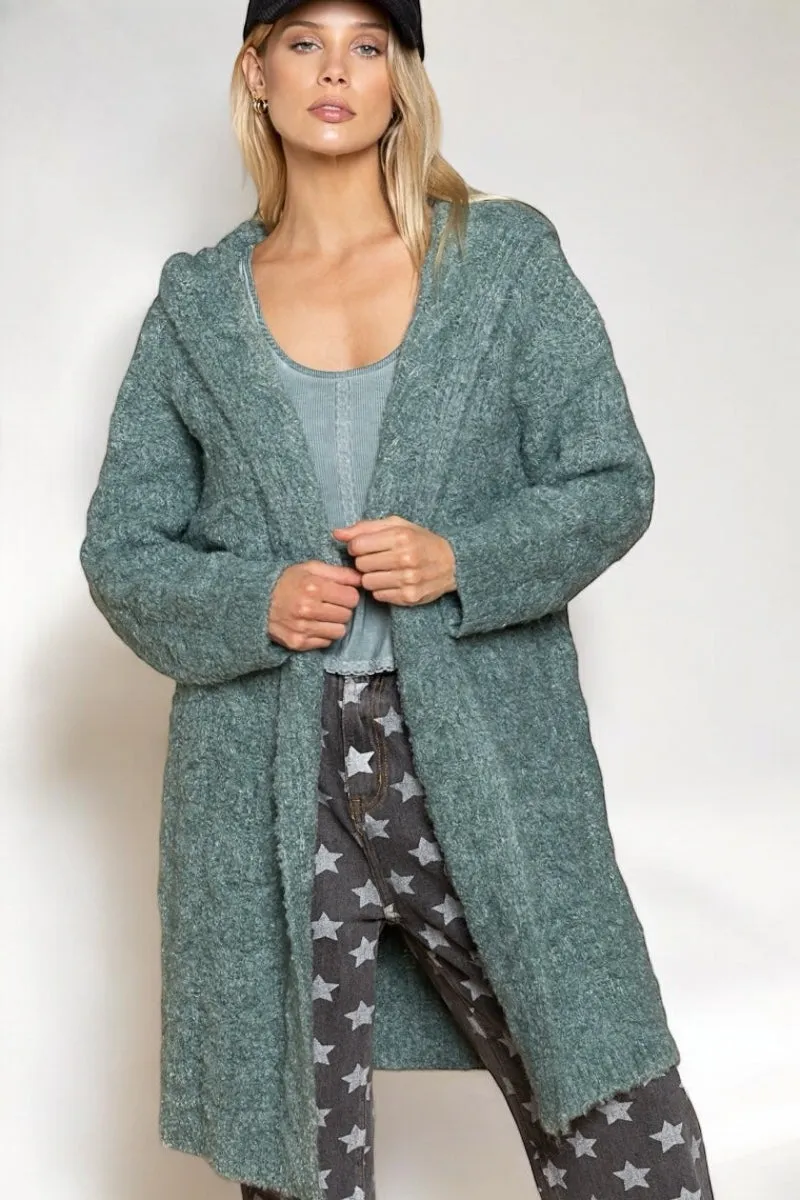 Jade With Envy Plush   Fuzzy Hooded Blanket Cardi