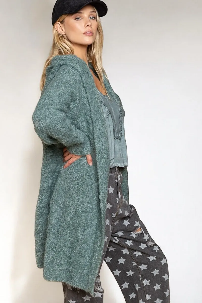 Jade With Envy Plush   Fuzzy Hooded Blanket Cardi