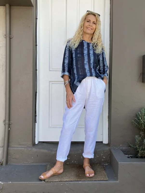 Jiva Mimi Pant - Narrow Leg Linen - White
