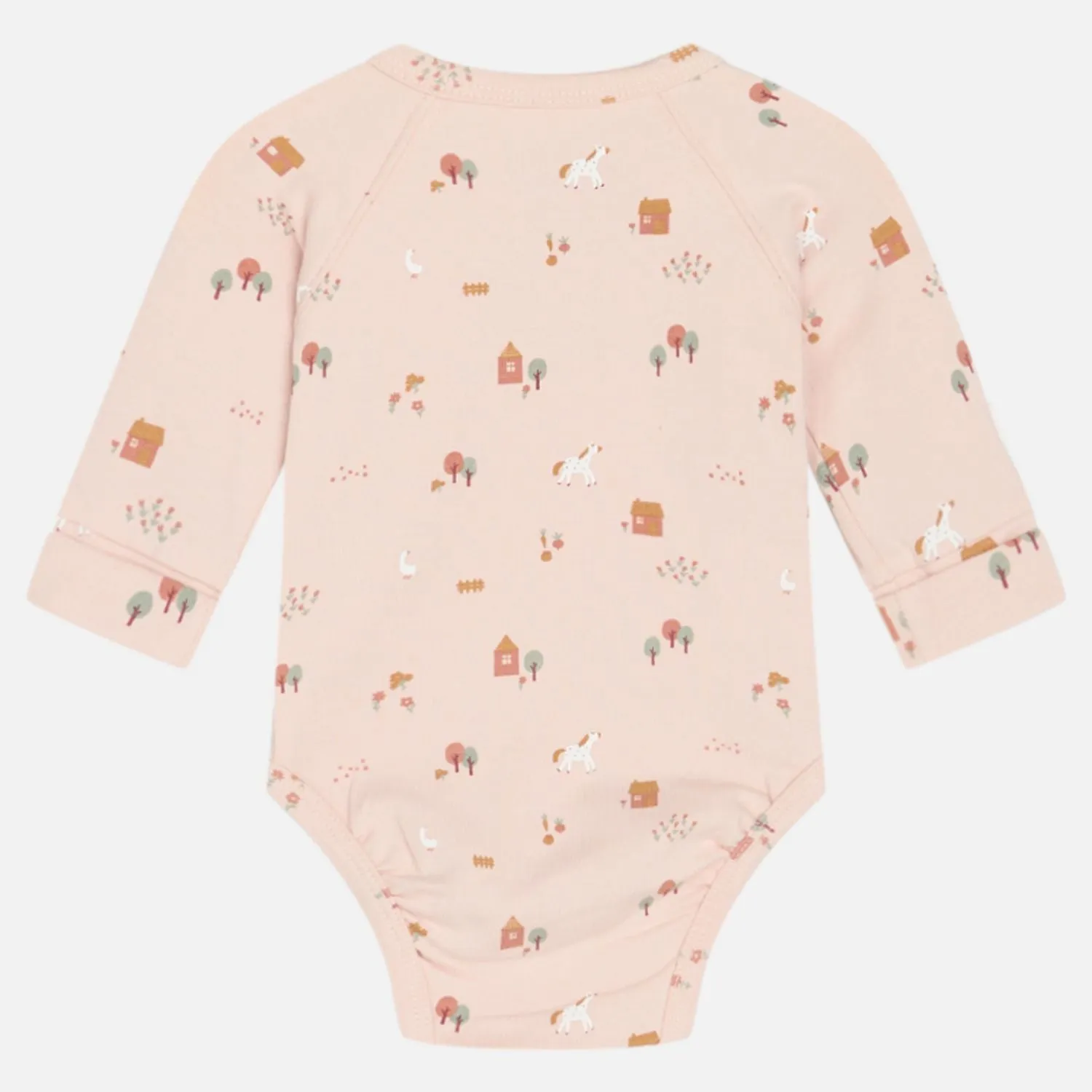Little Farm | Peach Dust | Long Sleeve Kimono Baby Bodysuit | GOTS Organic Cotton