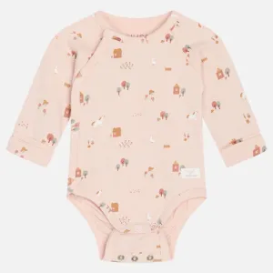 Little Farm | Peach Dust | Long Sleeve Kimono Baby Bodysuit | GOTS Organic Cotton