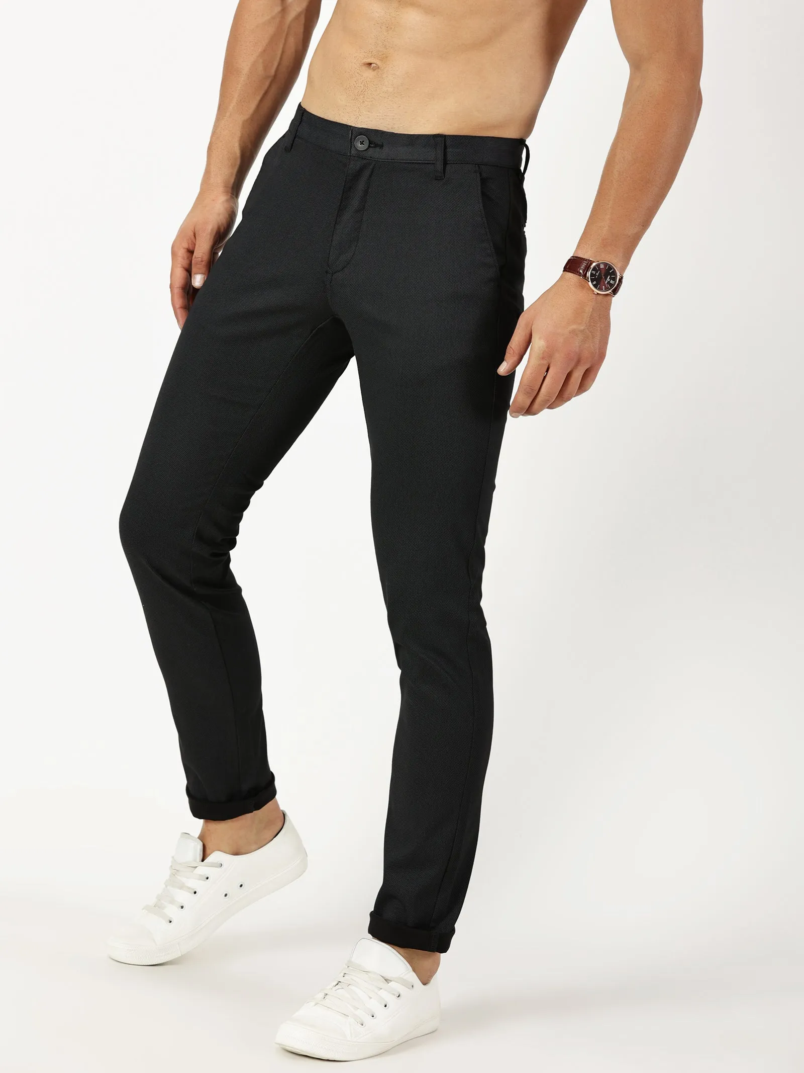 MEN'S BLACK PRINT JASON FIT TROUSER