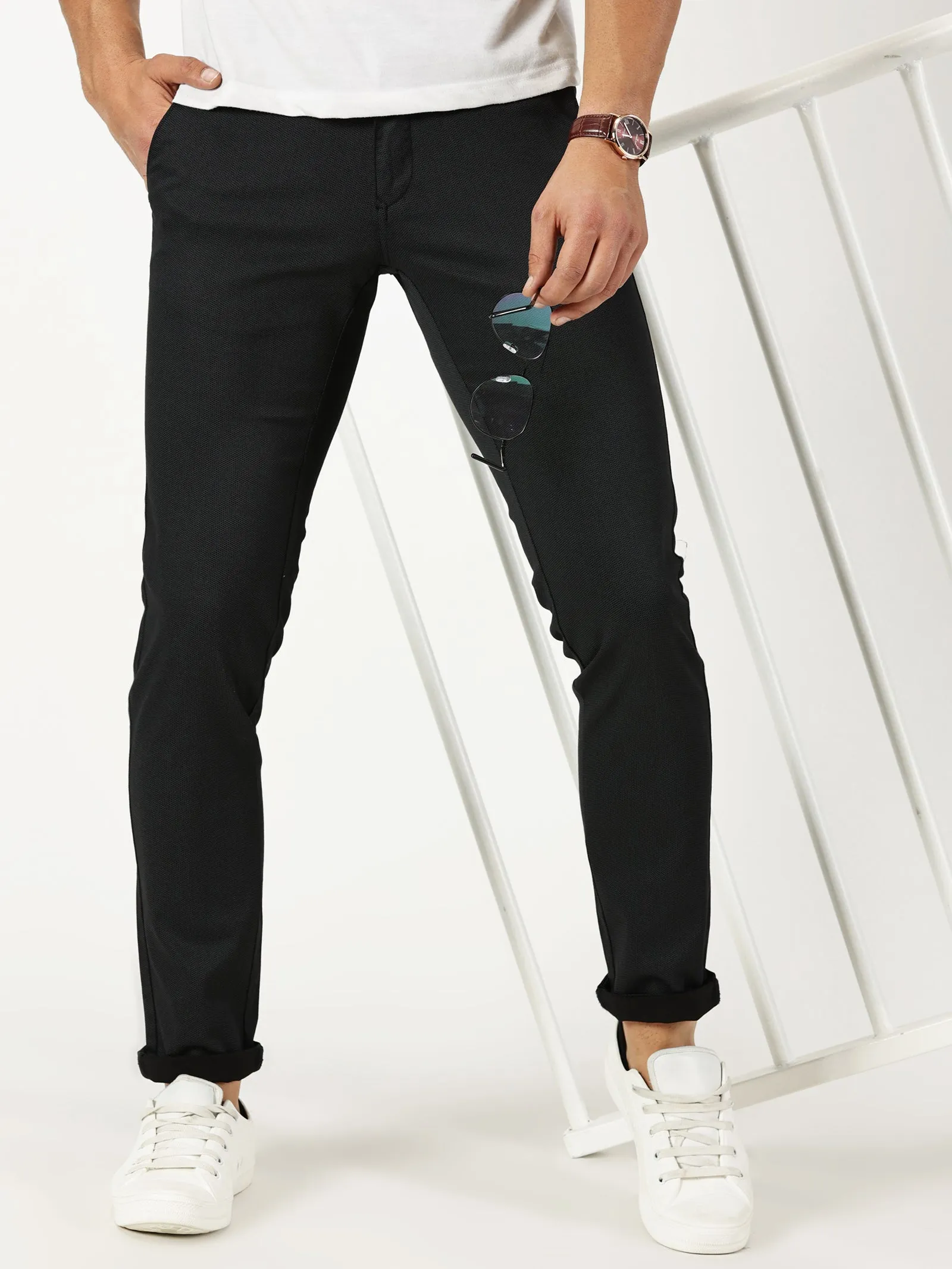 MEN'S BLACK PRINT JASON FIT TROUSER