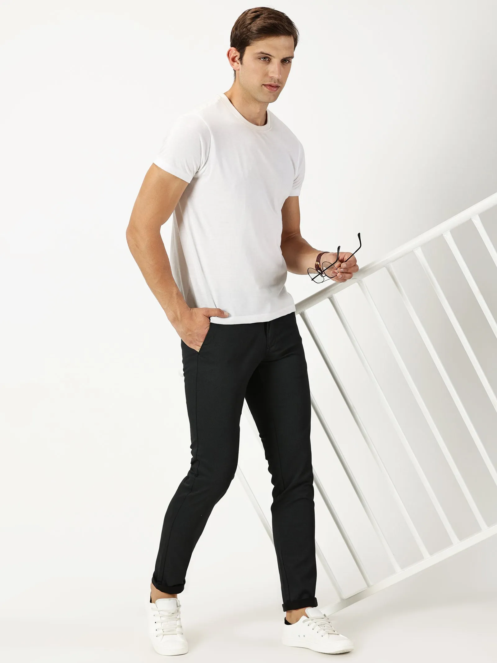 MEN'S BLACK PRINT JASON FIT TROUSER