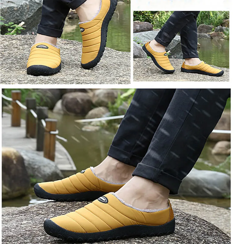 Men's Cozy Memory Foam  Suede Slippers with Fuzzy Plush Wool-Like Lining,  Indoor Outdoor Anti-Skid Rubber Sole