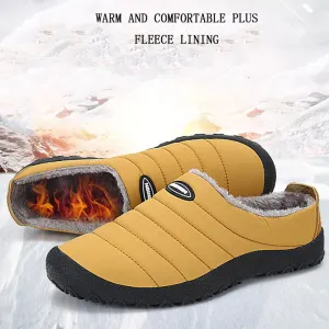 Men's Cozy Memory Foam  Suede Slippers with Fuzzy Plush Wool-Like Lining,  Indoor Outdoor Anti-Skid Rubber Sole