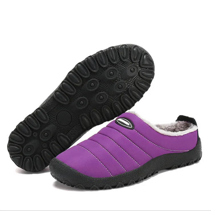 Men's Cozy Memory Foam  Suede Slippers with Fuzzy Plush Wool-Like Lining,  Indoor Outdoor Anti-Skid Rubber Sole