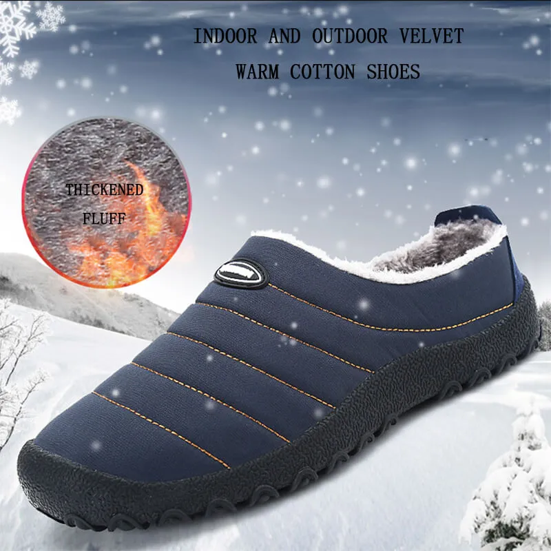 Men's Cozy Memory Foam  Suede Slippers with Fuzzy Plush Wool-Like Lining,  Indoor Outdoor Anti-Skid Rubber Sole