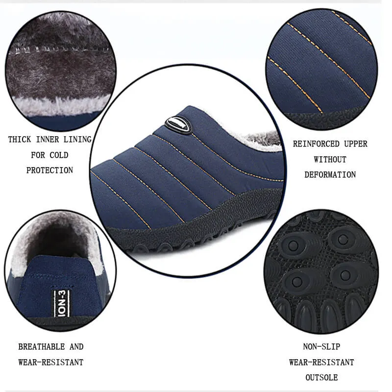 Men's Cozy Memory Foam  Suede Slippers with Fuzzy Plush Wool-Like Lining,  Indoor Outdoor Anti-Skid Rubber Sole