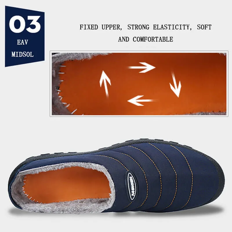 Men's Cozy Memory Foam  Suede Slippers with Fuzzy Plush Wool-Like Lining,  Indoor Outdoor Anti-Skid Rubber Sole