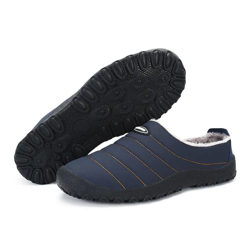 Men's Cozy Memory Foam  Suede Slippers with Fuzzy Plush Wool-Like Lining,  Indoor Outdoor Anti-Skid Rubber Sole