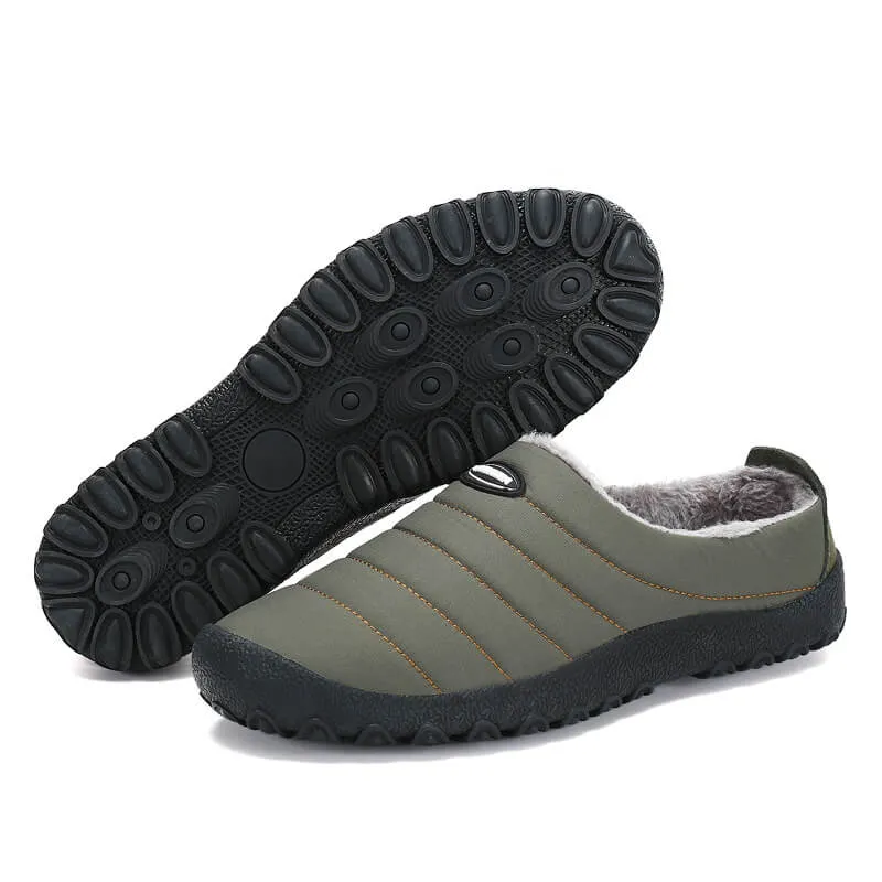 Men's Cozy Memory Foam  Suede Slippers with Fuzzy Plush Wool-Like Lining,  Indoor Outdoor Anti-Skid Rubber Sole