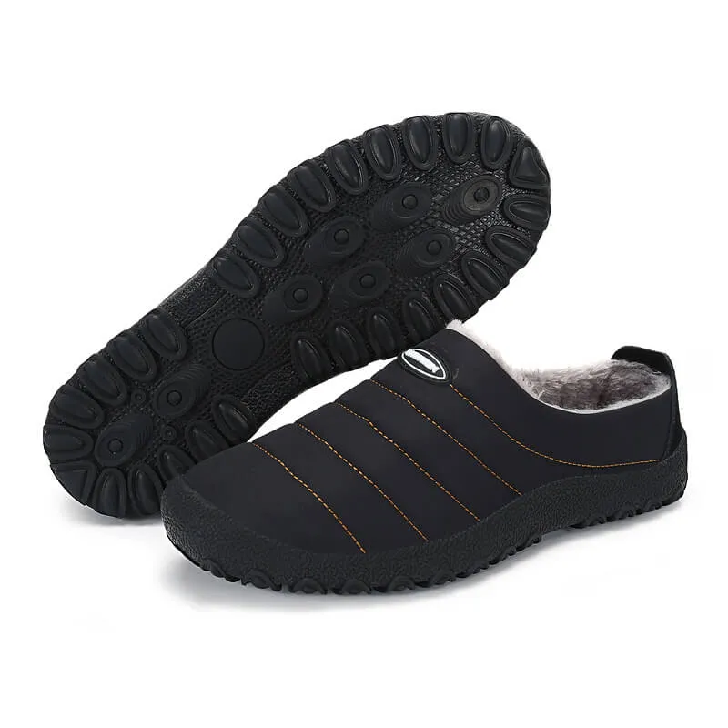 Men's Cozy Memory Foam  Suede Slippers with Fuzzy Plush Wool-Like Lining,  Indoor Outdoor Anti-Skid Rubber Sole