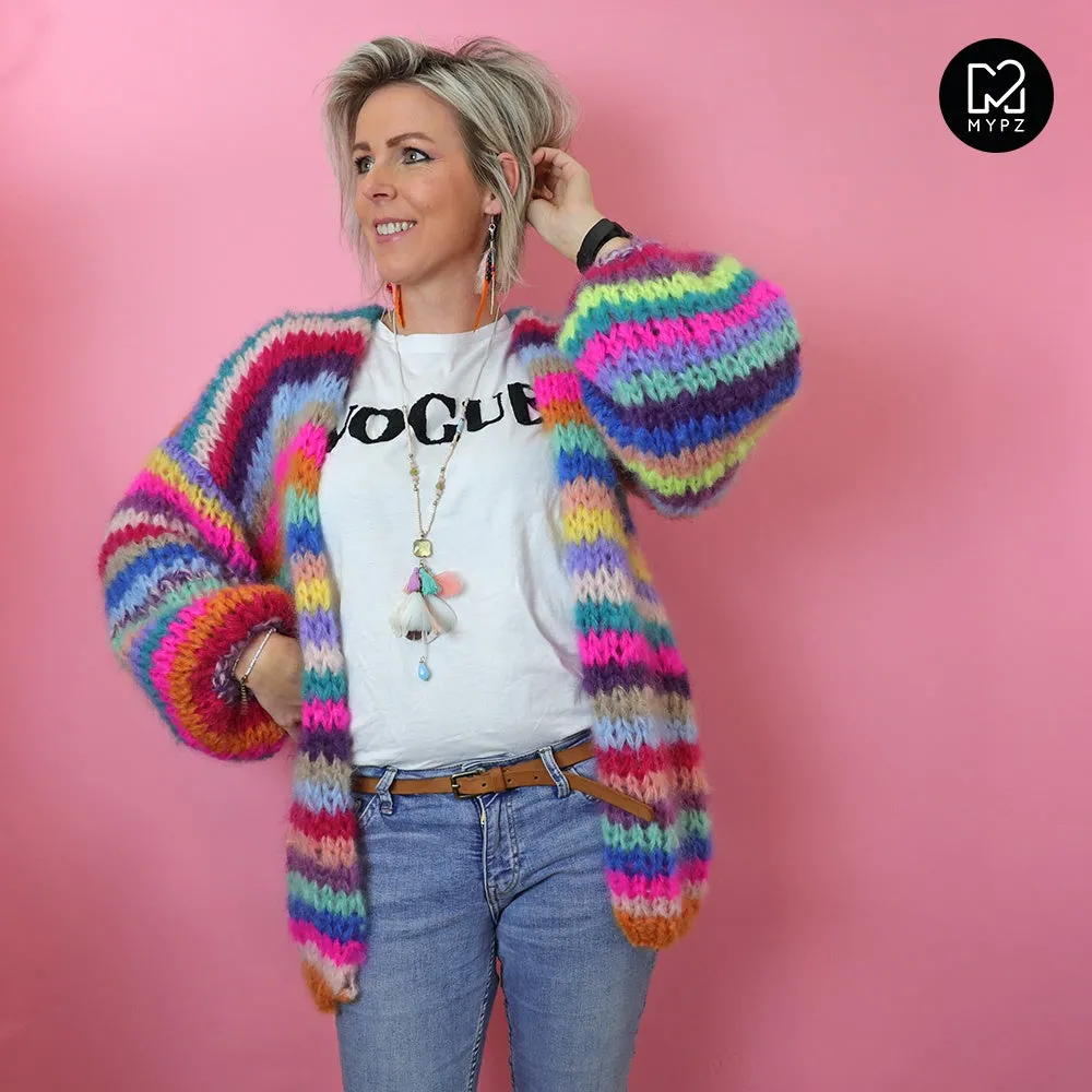 MYPZ Chunky Mohair Rainbow Cardigan Striped