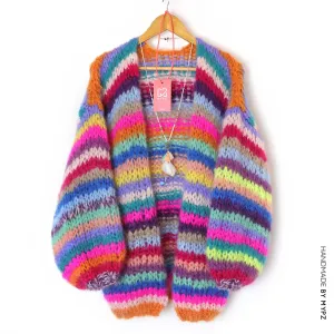 MYPZ Chunky Mohair Rainbow Cardigan Striped