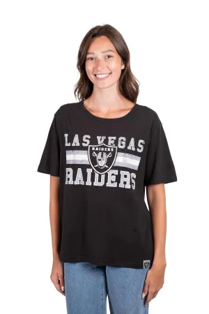 NFL Official Women's Distressed Graphics Super Soft Crew Neck T-Shirt|Las Vegas Raiders