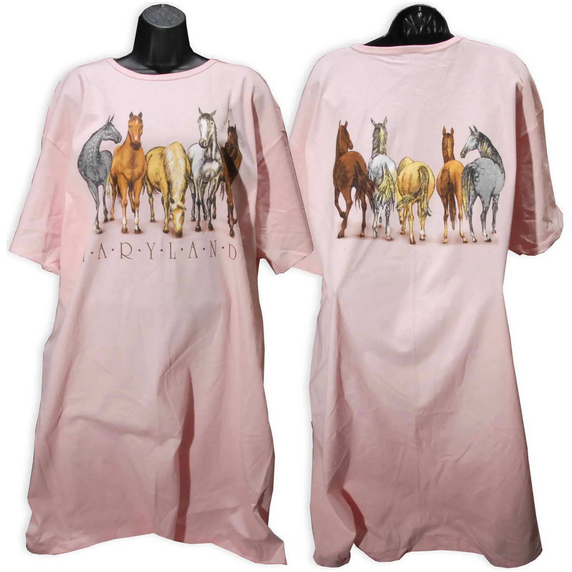 NSMD05P Night Shirt Maryland Horses Pink