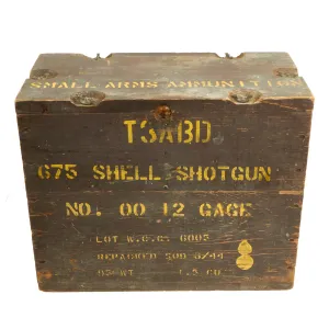 Original WWII U.S. Army Wooden Shotgun T3ABD 12 Gauge No.00 Buckshot M1917 Ammunition Crate - Dated 1944