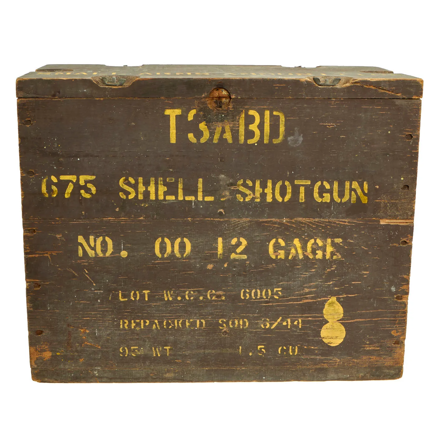 Original WWII U.S. Army Wooden Shotgun T3ABD 12 Gauge No.00 Buckshot M1917 Ammunition Crate - Dated 1944