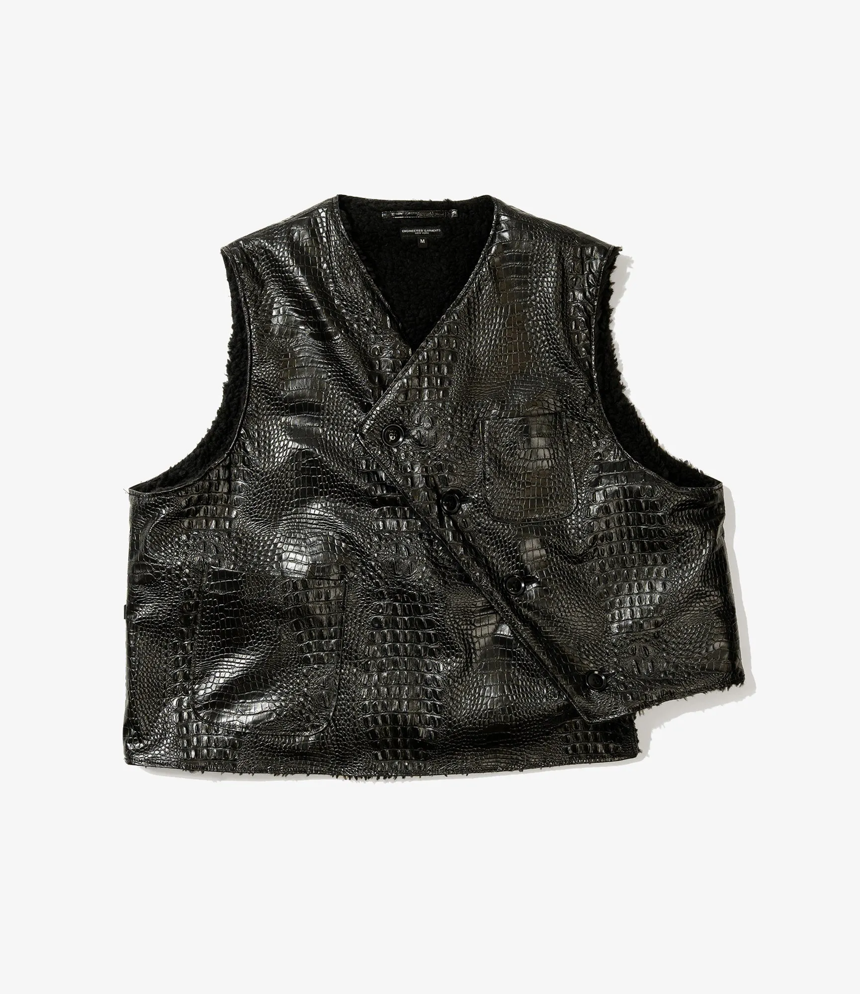 Over Vest – Black Alligator Embossed Fake Leather