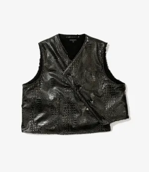 Over Vest – Black Alligator Embossed Fake Leather