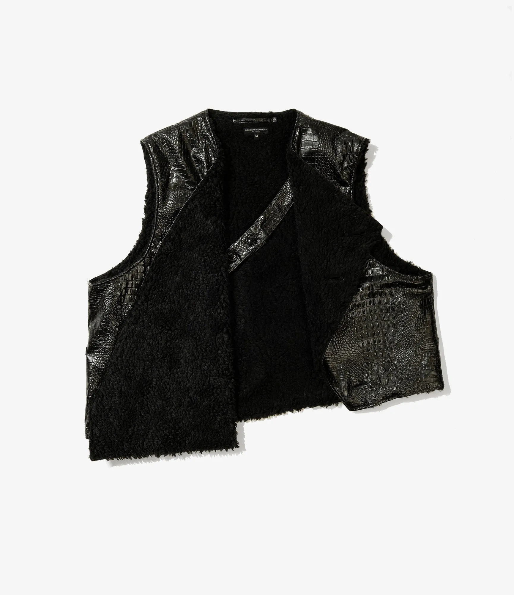Over Vest – Black Alligator Embossed Fake Leather