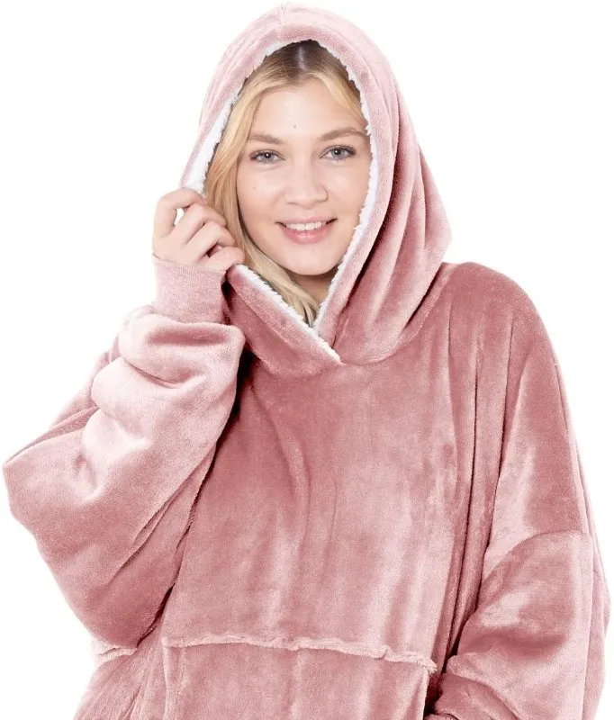 OVERSIZED FLEECE HOODIE HOODED BLANKET WARM SHERPA SWEATSHIRT LOUNGEWEAR GIFT