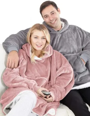 OVERSIZED FLEECE HOODIE HOODED BLANKET WARM SHERPA SWEATSHIRT LOUNGEWEAR GIFT