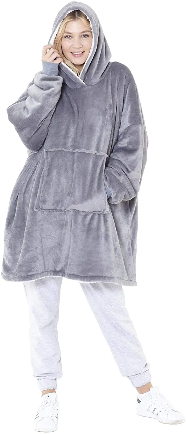 OVERSIZED FLEECE HOODIE HOODED BLANKET WARM SHERPA SWEATSHIRT LOUNGEWEAR GIFT