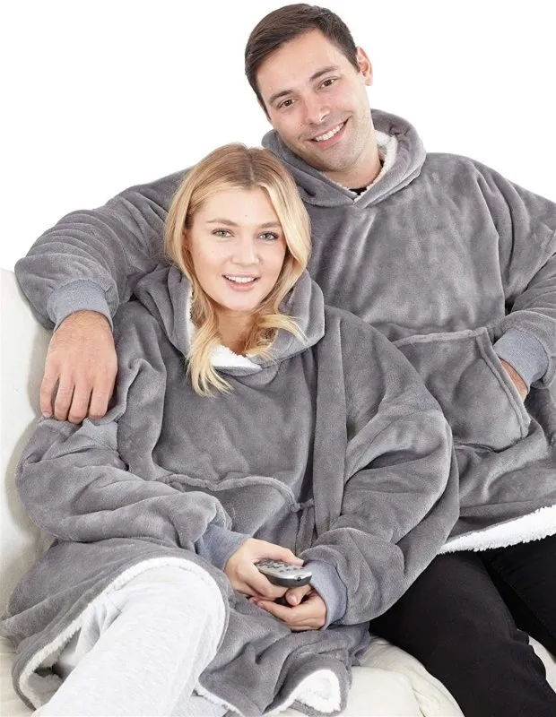 OVERSIZED FLEECE HOODIE HOODED BLANKET WARM SHERPA SWEATSHIRT LOUNGEWEAR GIFT