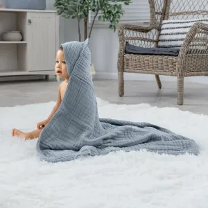 Pacific Blue Hooded Muslin Baby Towel (Single)