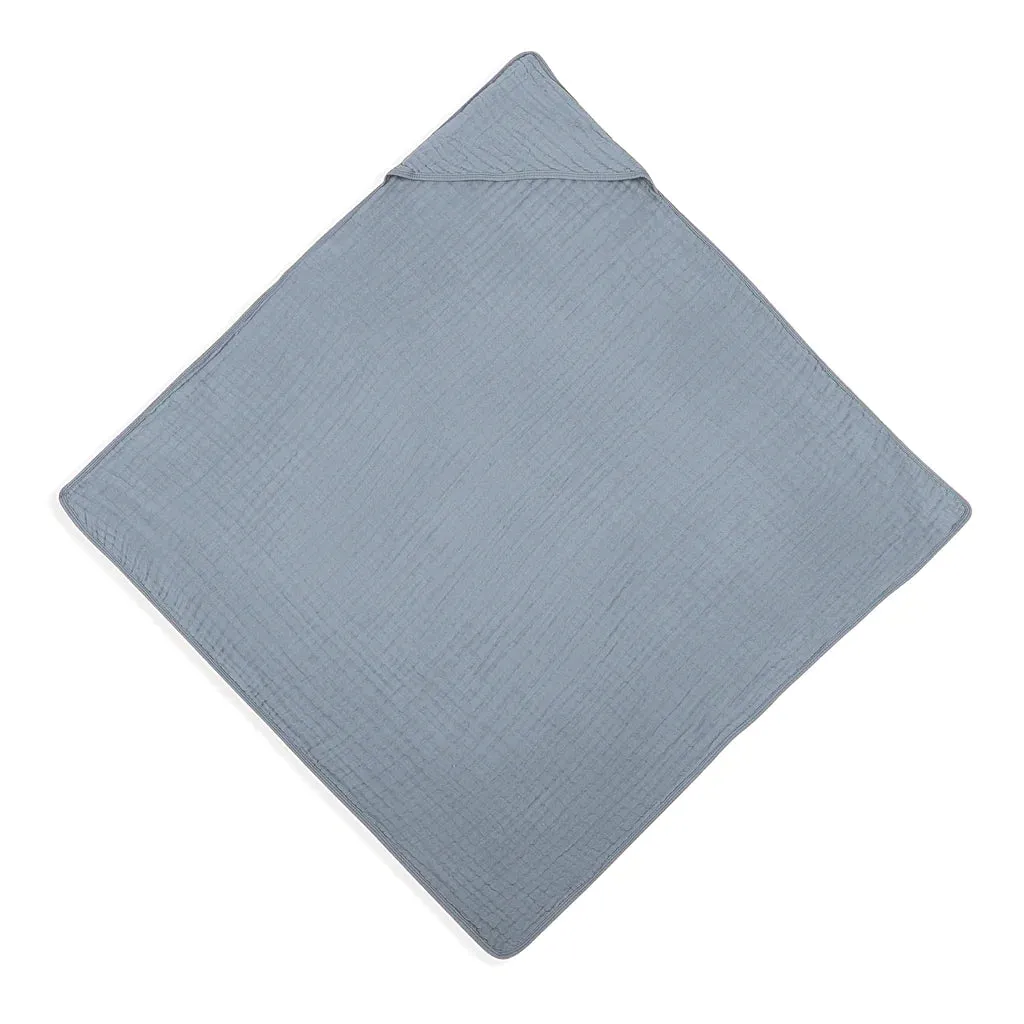 Pacific Blue Hooded Muslin Baby Towel (Single)