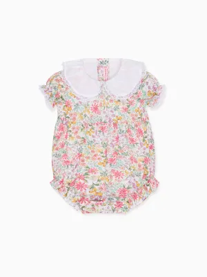 Pink Floral Nieve Baby Girl Romper