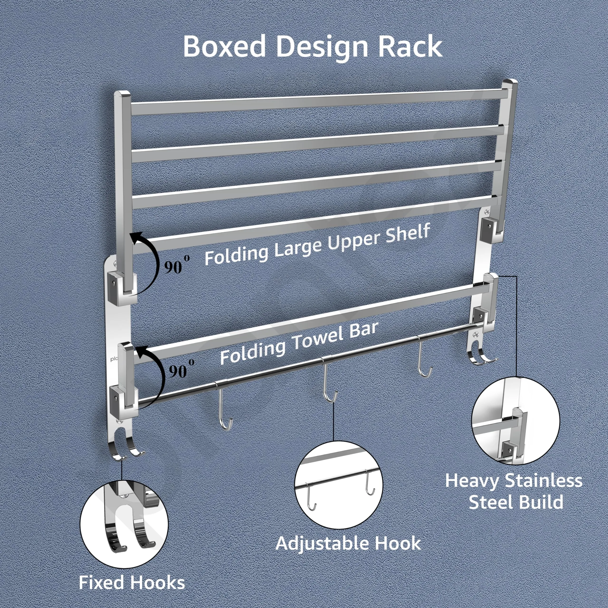 Plantex Heavy-Duty Stainless Steel Dual Folding Towel Rack/Holder/Towel Stand/Hanger/Towel Bar for Bathroom Accessories - 24 Inch (Chrome)