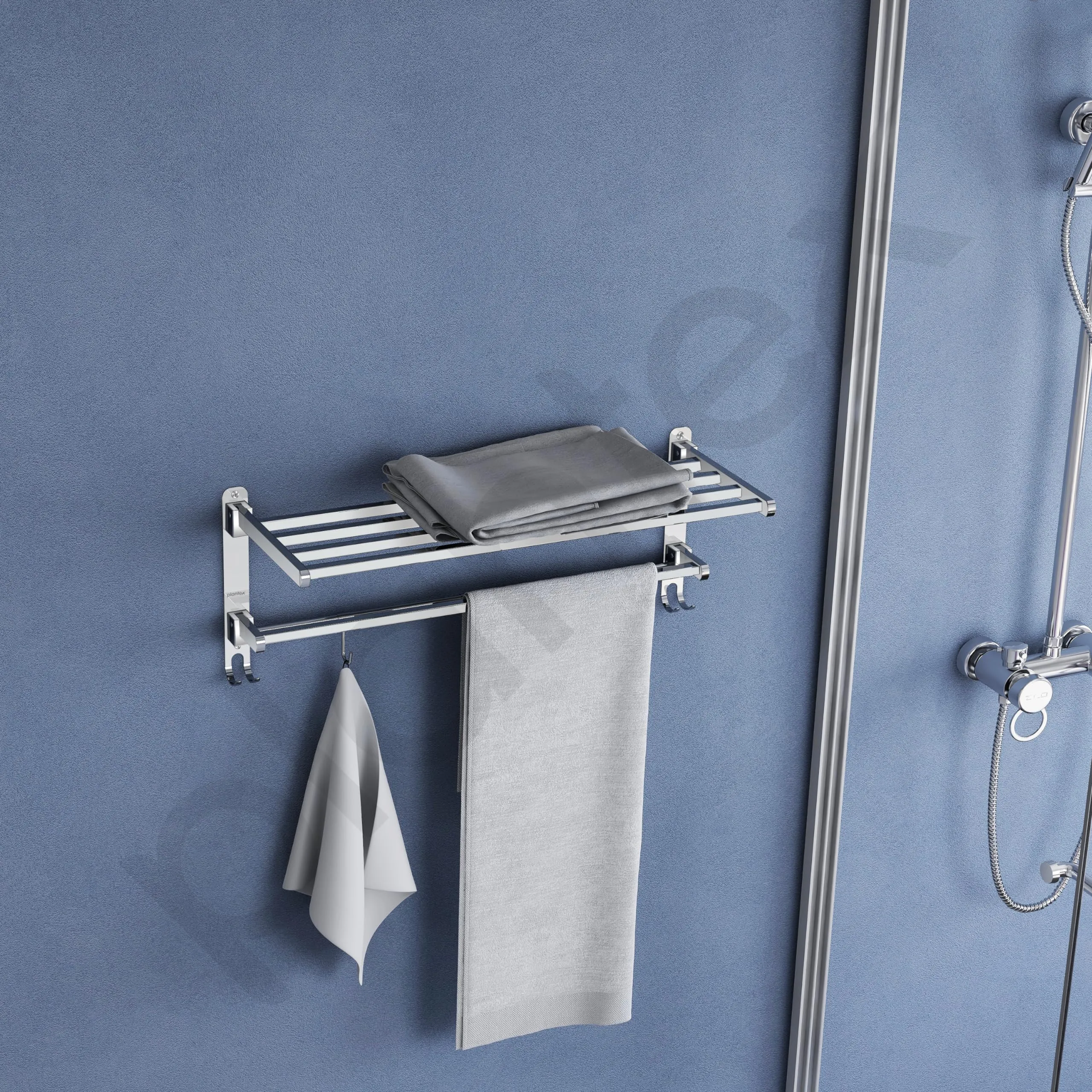 Plantex Heavy-Duty Stainless Steel Dual Folding Towel Rack/Holder/Towel Stand/Hanger/Towel Bar for Bathroom Accessories - 24 Inch (Chrome)