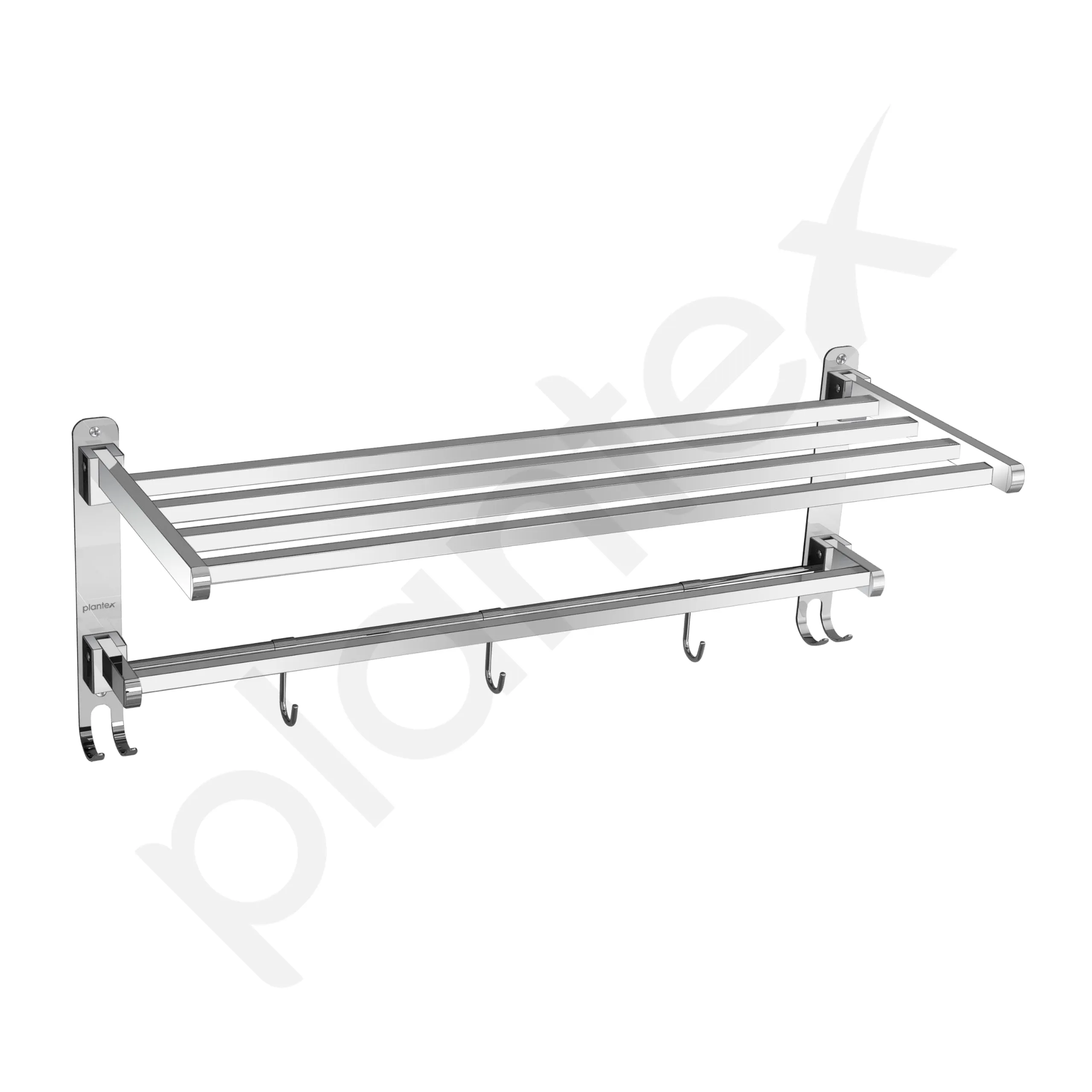 Plantex Heavy-Duty Stainless Steel Dual Folding Towel Rack/Holder/Towel Stand/Hanger/Towel Bar for Bathroom Accessories - 24 Inch (Chrome)