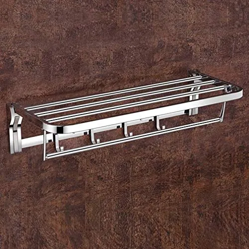 Plantex Stainless Steel Folding 24 Inches Large Towel Rack for Bathroom/Towel Holder/Towel Stand for Bathroom Accessories and Fittings(Chrome)